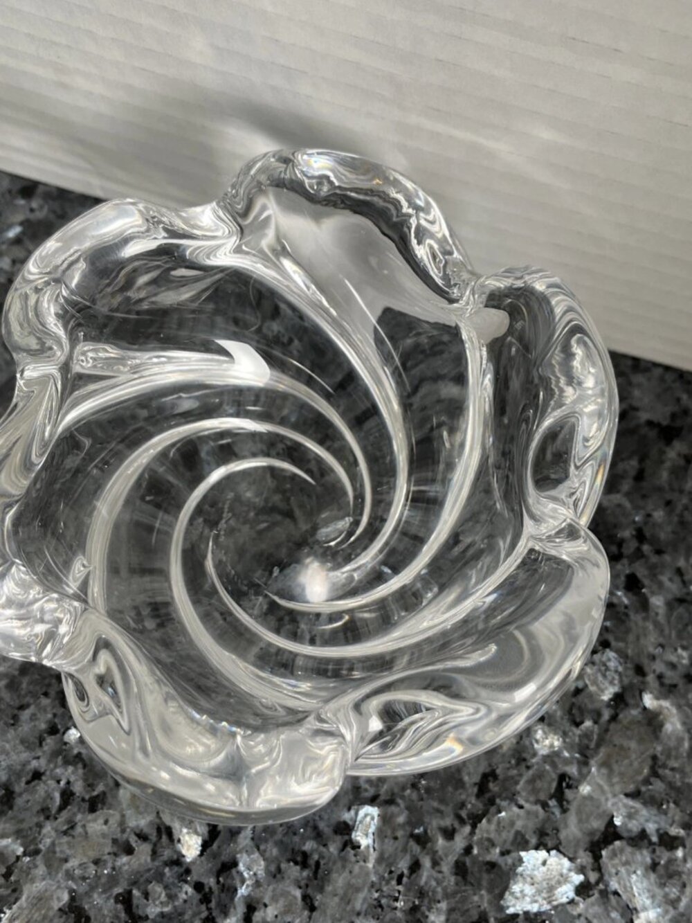 Orrefors Residence Crystal Swirl Bowl Signed Sweden